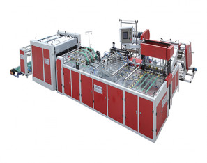 Electric woven bag cutting, sewing, printing and collecting machine