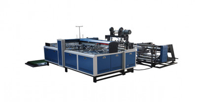 Woven bag cutting, sewing, printing, and receiving integrated machine